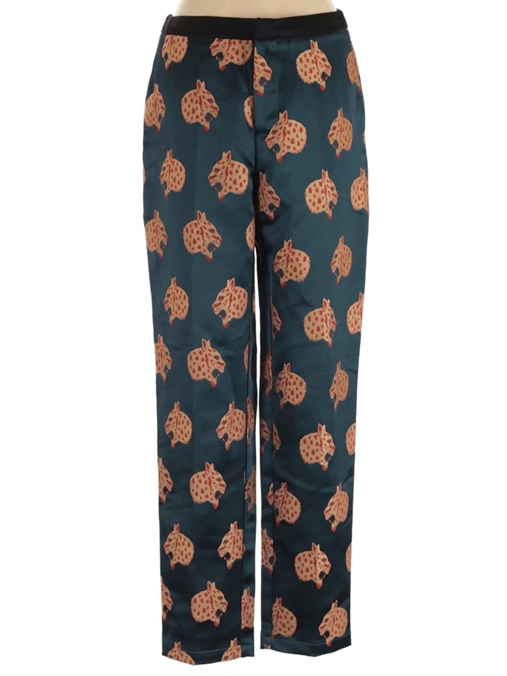 Scotch & Soda Teal Wide-Leg Pants with Tan Pattern